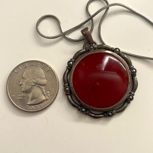Vintage rich red Carnelian Necklace Pendant
